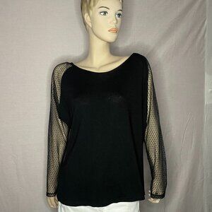 NWT CCK Style Black Long Mesh Sleeve Blouse Size 3XL